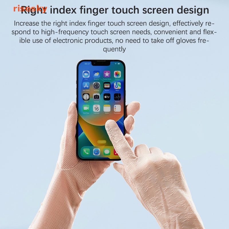 1 Đôi Găng Tay Chống Trượt Vải Lụa Lạnh Mỏng Phối Ren Thoáng Khí Thời Trang Mùa Hè Cho Nữ
