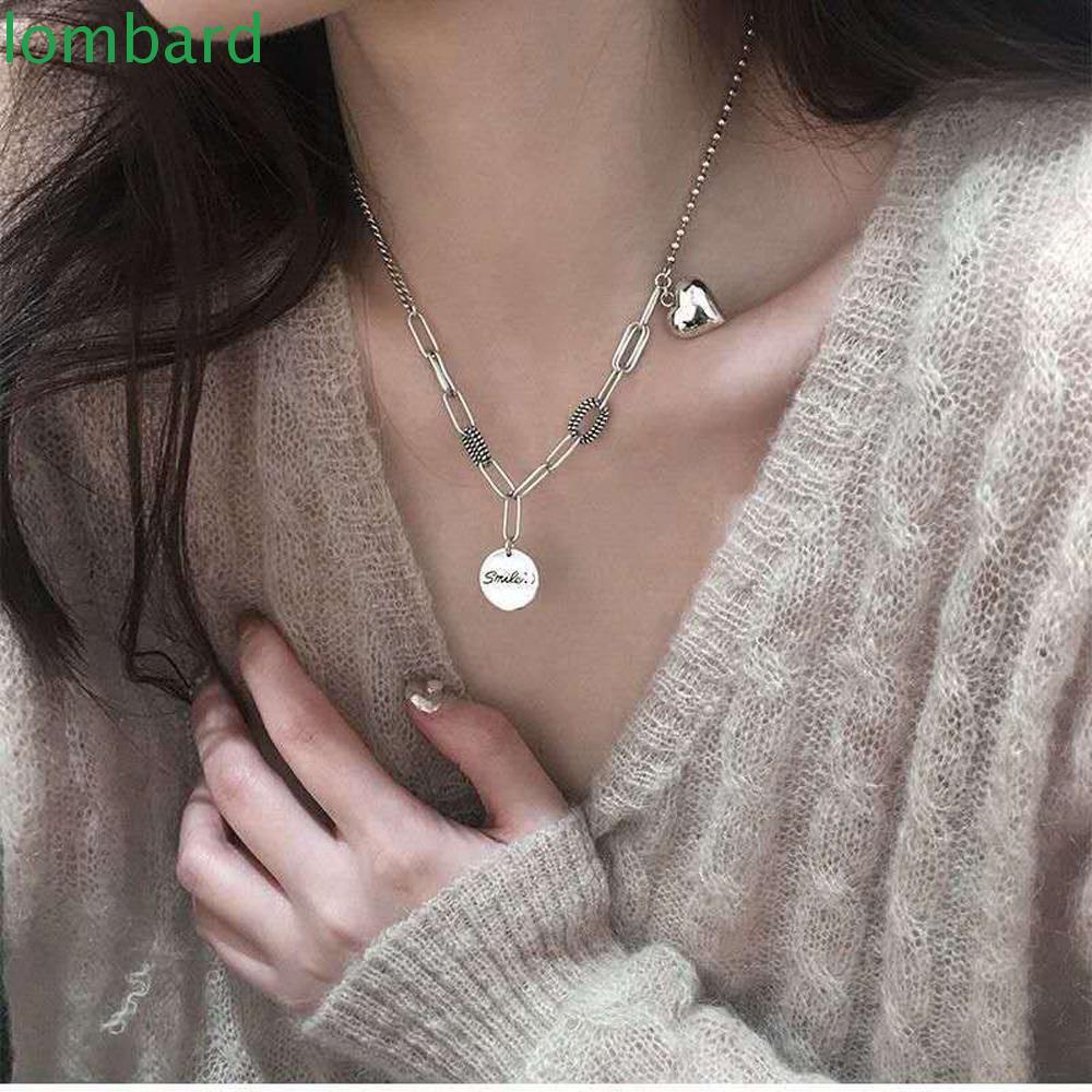 Vòng cổ S925 Mặt Hình Tròn Khắc Chữ Phong Cách Vintage Dành Cho Nữ