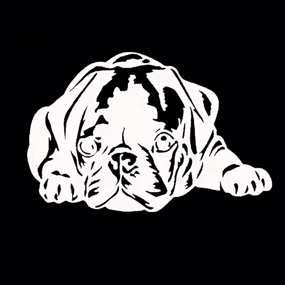 Đề Can Phản Quang Hình Chú Chó Pug Dễ Thương Dán Trang Trí Xe Hơi