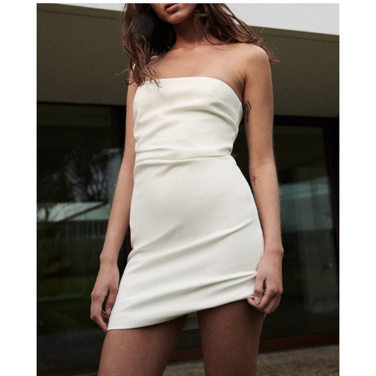 ZARA Đầm Ống Ngắn Xếp Ly Ôm Dáng Màu Trơn Thời Trang Mùa Hè 23 Zara3180332