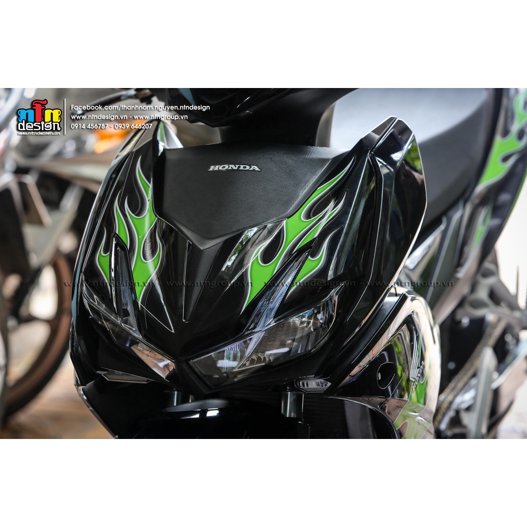 Tem rời Winner X mẫu lửa xanh lá cho xe đen - siêu hot 2023