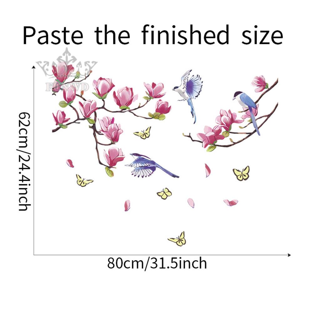 Miếng Dán Tường Trang Trí Hình Hoa Và Chim Tháo Rời Được Dành Cho Phòng Trẻ Em