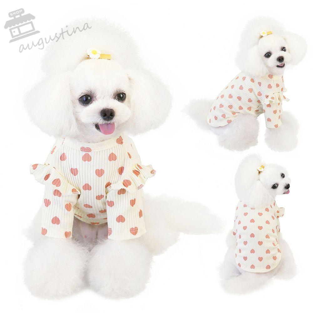 Áo Hoodie Thu Đông Tay Ngắn In Họa Tiết Trái Tim Màu Hồng / Xám / Be Dành Cho Cún Cưng