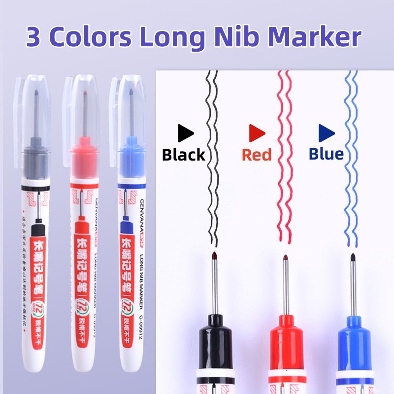 Bút Đánh Dấu Lỗ Dài 20mm Đa Năng Chống Nước Khô Nhanh 3 Màu Bằng Kim Loại Dùng Để Đánh Dấu Đồ Gỗ / Nhà Tắm