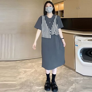 Đầm ngắn tay che bụng cỡ lớn