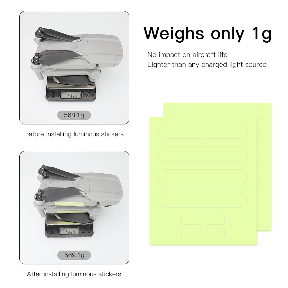Nhãn dán huỳnh quang cho DJI Mavic Air 2 / Air 2S Đề can phát sáng cho Mavic Pro / Air / Autel EVO 2 Phụ kiện đèn bay đêm