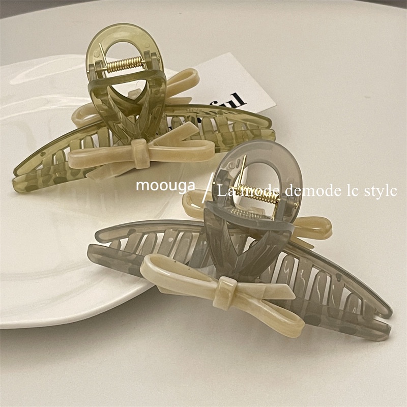 Kẹp Tóc Hình Cá Mập Đính Nơ Lớn Phong Cách Hàn Quốc Đơn Giản Dành Cho Nữ Moouga /