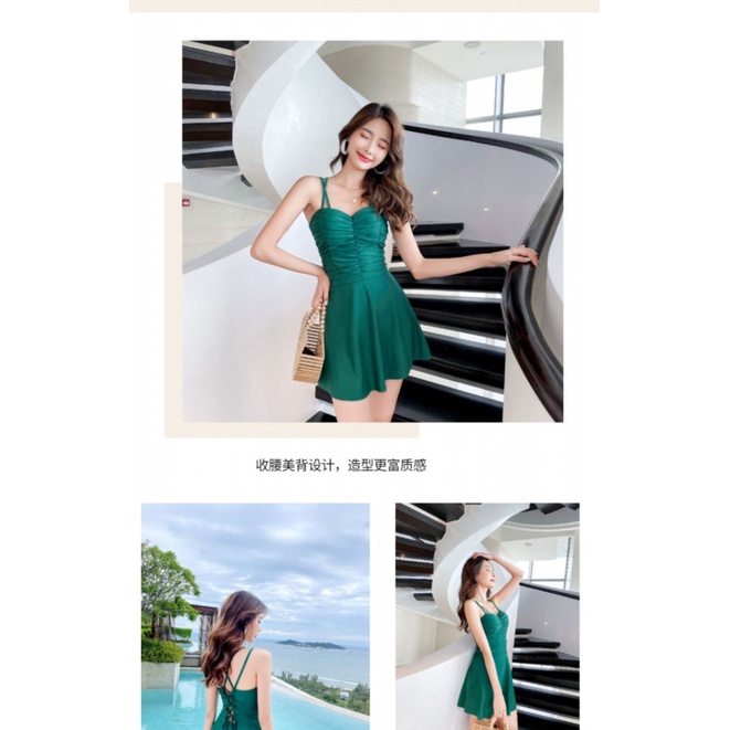 Đồ Bơi Một Mảnh Màu Trơn Ôm Dáng Phong Cách Hàn Quốc Cho Nữ