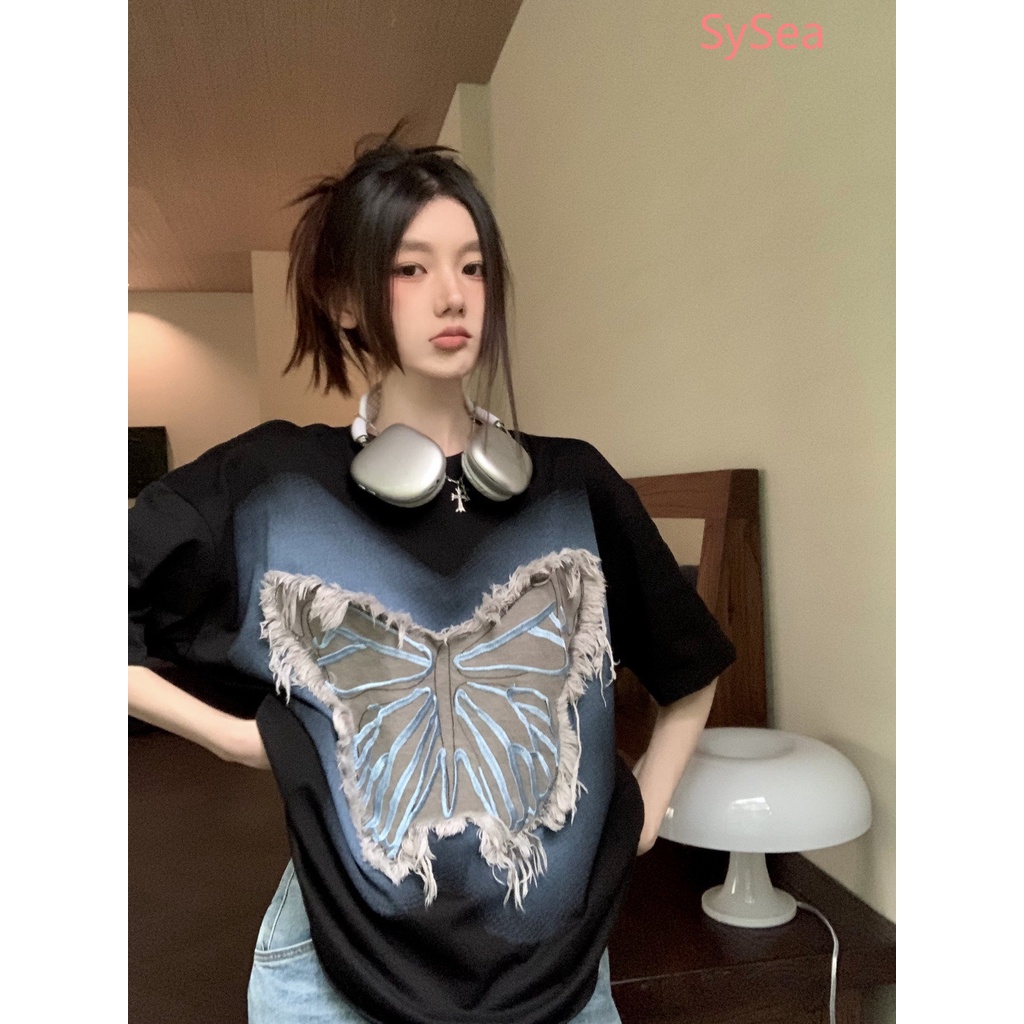 Áo Sơ Mi Thêu Hình Bướm Phong Cách Hàn Quốc Cho Nữ