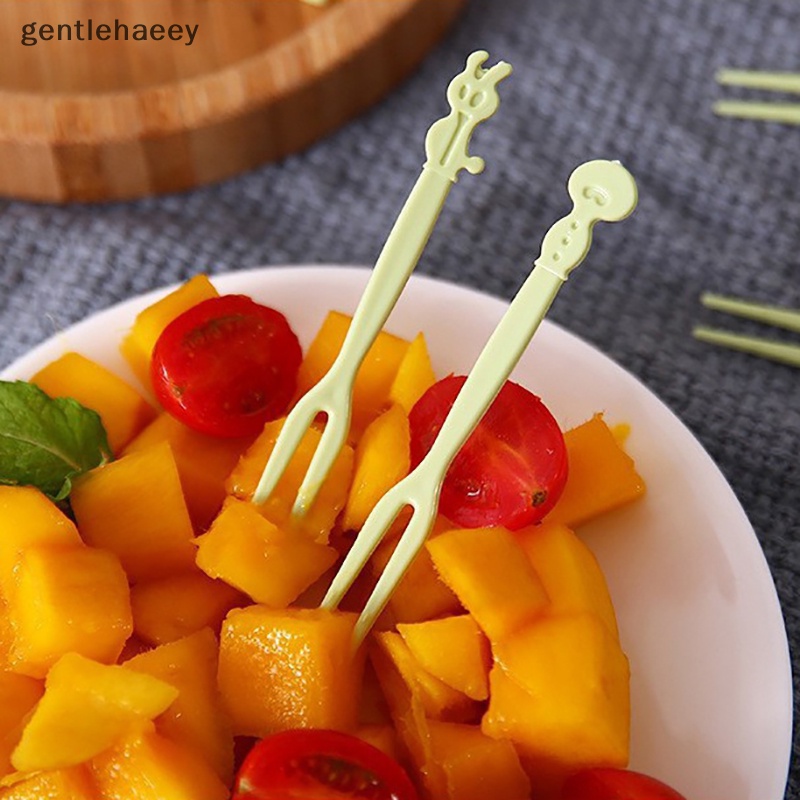 Set 50 Nĩa Ăn Trái Cây / Tráng Miệng Bằng Nhựa Họa Tiết Hoạt Hình Dành Cho Trẻ Em