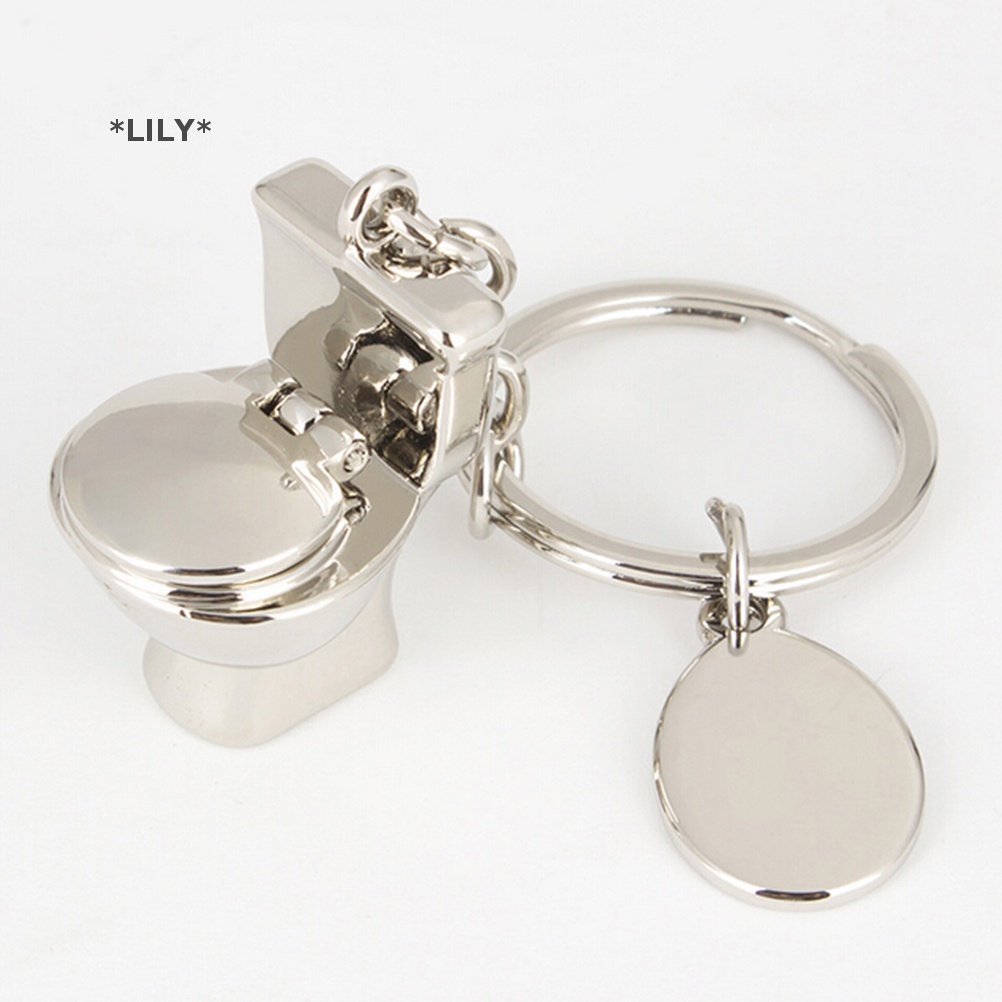 LILY Dễ thương Mini nhà vệ sinh mãi mãi Keychain kim loại móc chìa khóa Keyring keyfob Món quà sáng tạo uuu
