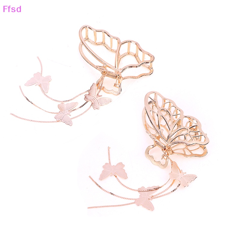 Kẹp Tóc Hình Bướm Lớn Màu Vàng Đính Ngọc Trai Thanh Lịch