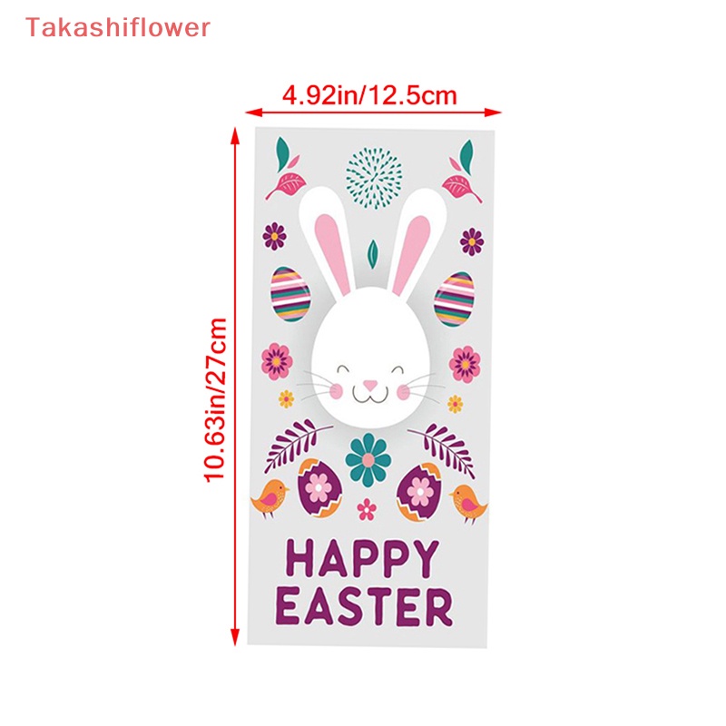 Set 50 Túi Nhựa Đựng Kẹo Có Dây Buộc Hình Thỏ Dễ Thương