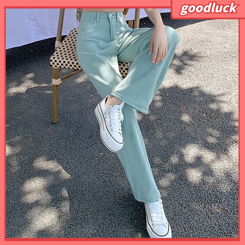 Quần Ống Rộng Lưng Cao Phối Khóa Kéo Thời Trang Xuân Thu Cho Nữ