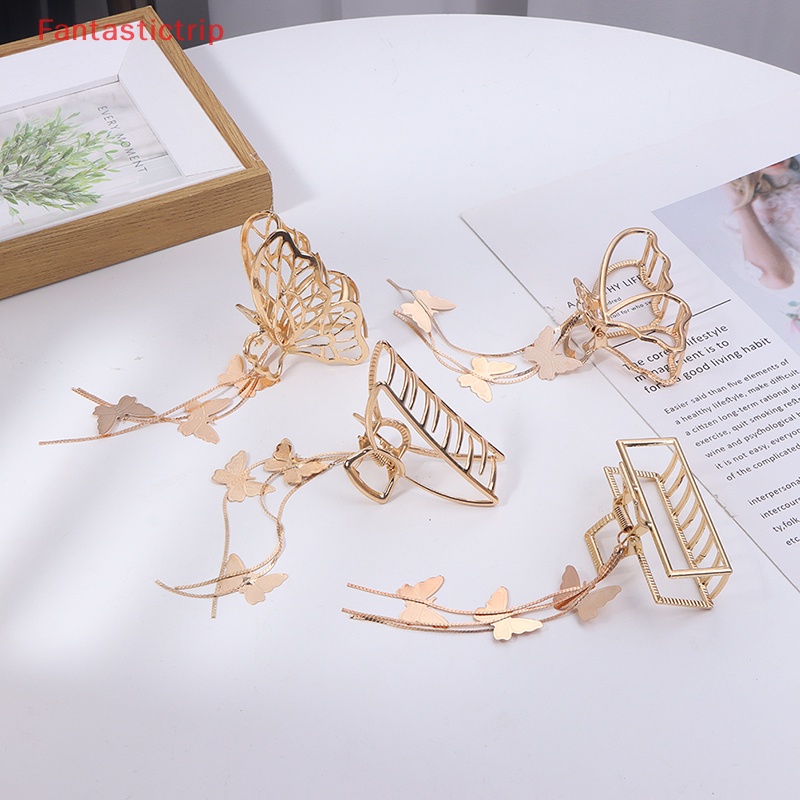 Kẹp Tóc Hình Bướm Lớn Đính Ngọc Trai Phong Cách Vintage Thanh Lịch