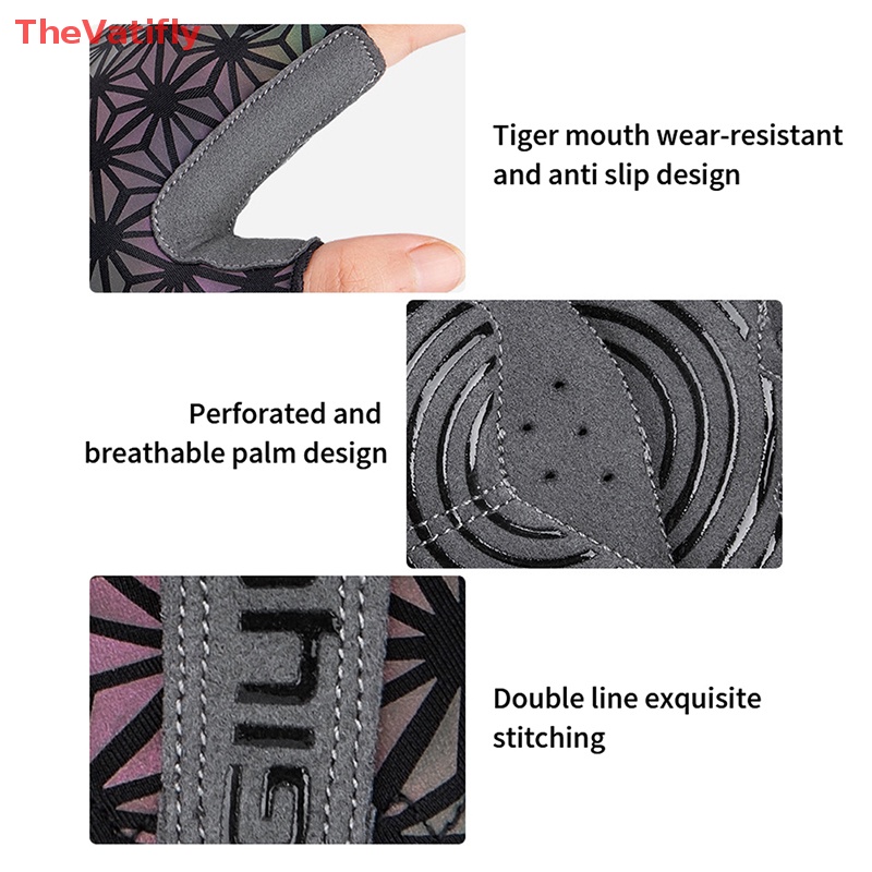 Găng Tay Nửa Ngón Chống Trượt Phản Quang Nhiều Màu Sắc Cho Xe Đạp Leo Núi