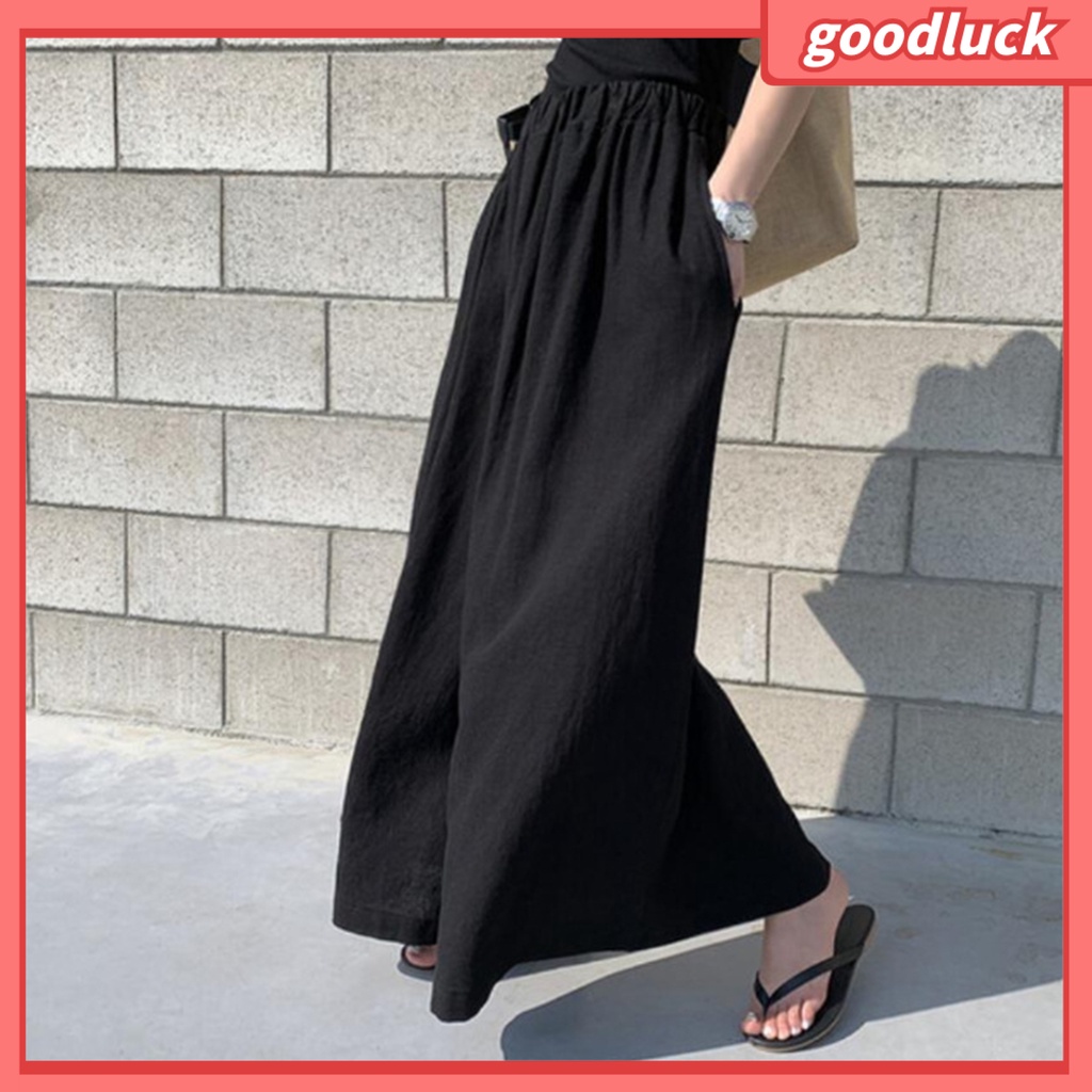 Quần Dài Ống Rộng Màu Sắc Đơn Giản Thời Trang Mùa Hè Cho Nữ