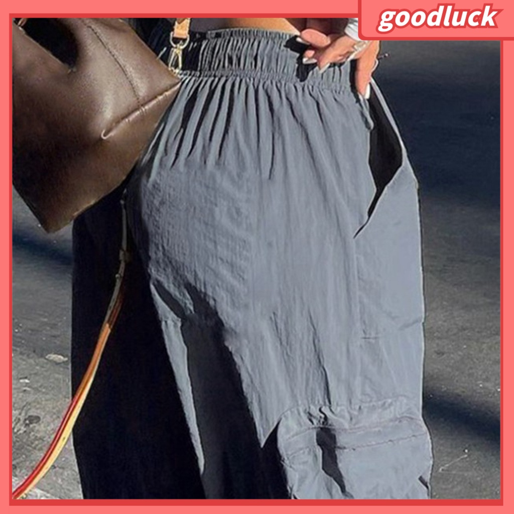 Quần Dài Dây Rút Màu Trơn Lưng Thun Nhiều Túi Thời Trang Mùa Hè Cho Nữ