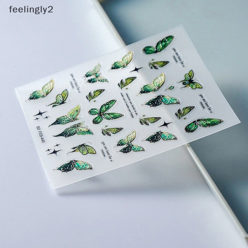 1 Tờ Sticker Dán Móng Tay Hình Bướm 5D