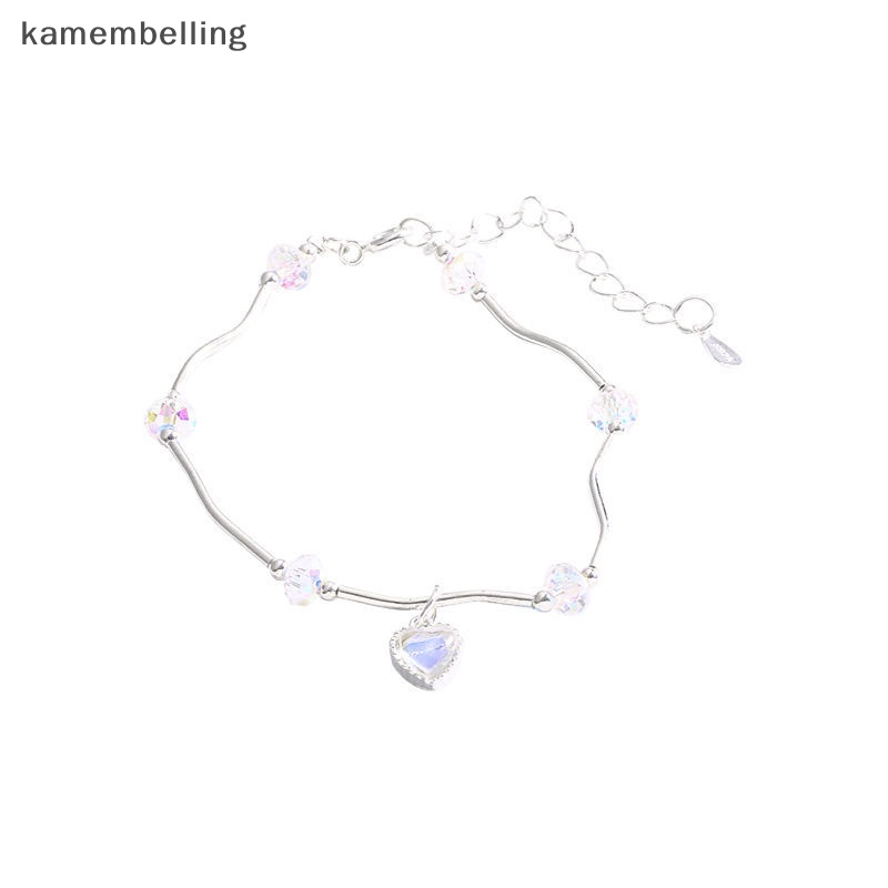 Kamembelling Vòng Tay Đính Đá Pha Lê Trái Tim Nhiều Màu Sắc Ngọt Ngào Siêu Nữ Tính