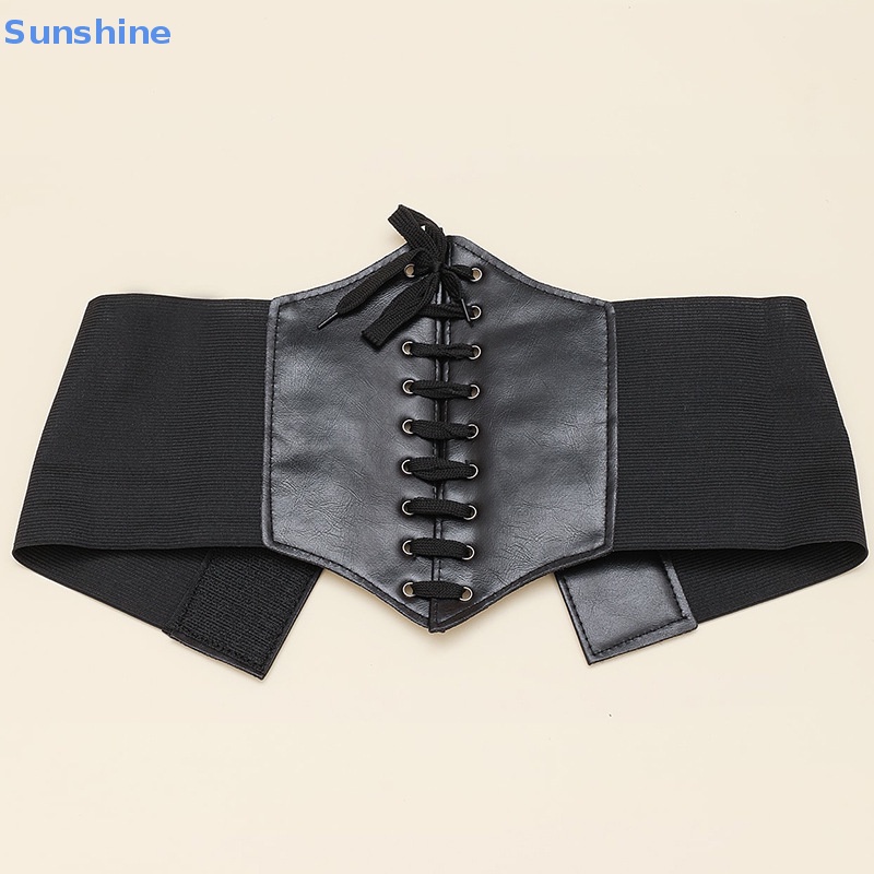 1 Thắt Lưng Corset Da PU Bản Rộng Màu Tối Phong Cách Gothic Thời Trang Cho Nữ