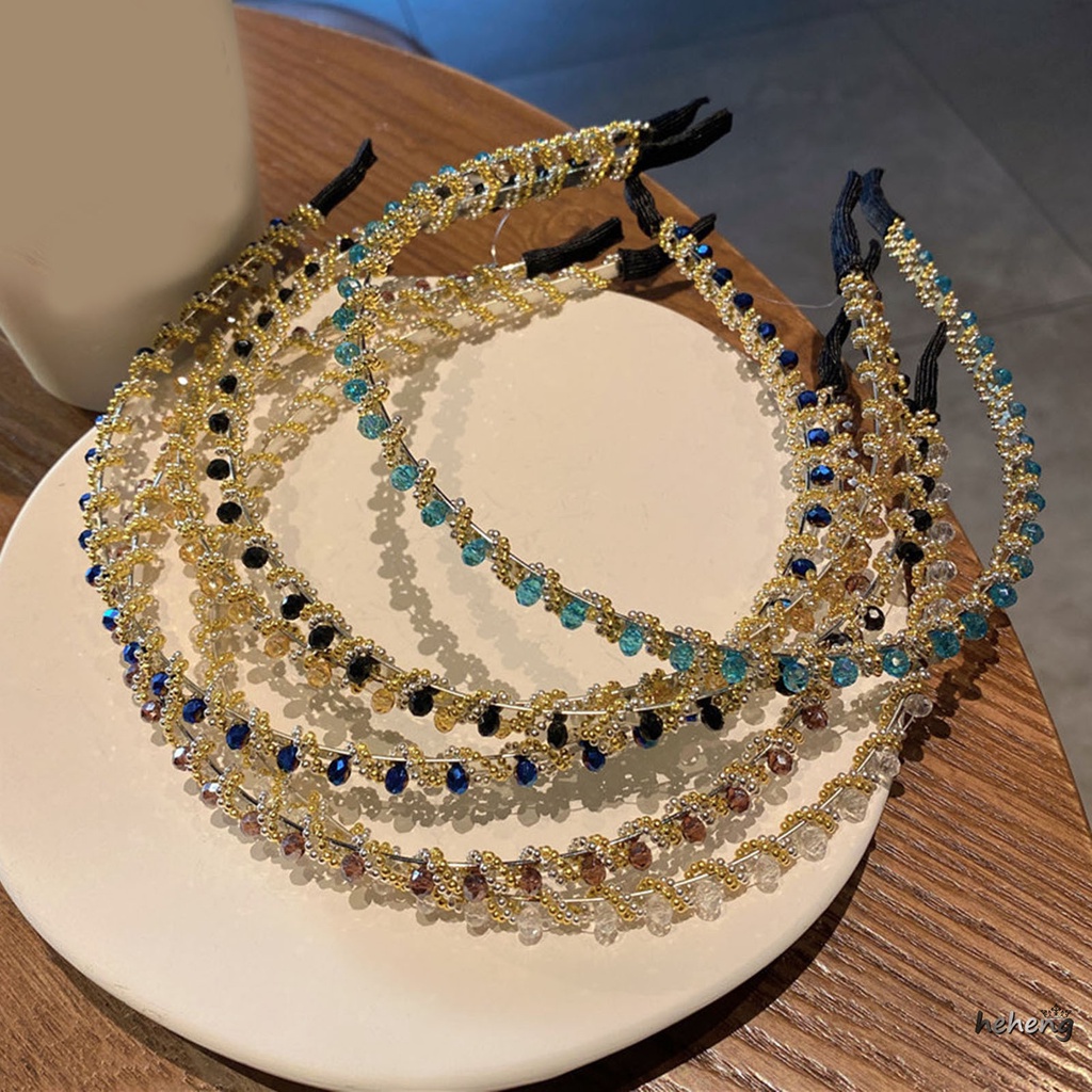 Set 2 Băng Đô Cài Tóc Đính Hạt Pha Lê Lấp Lánh