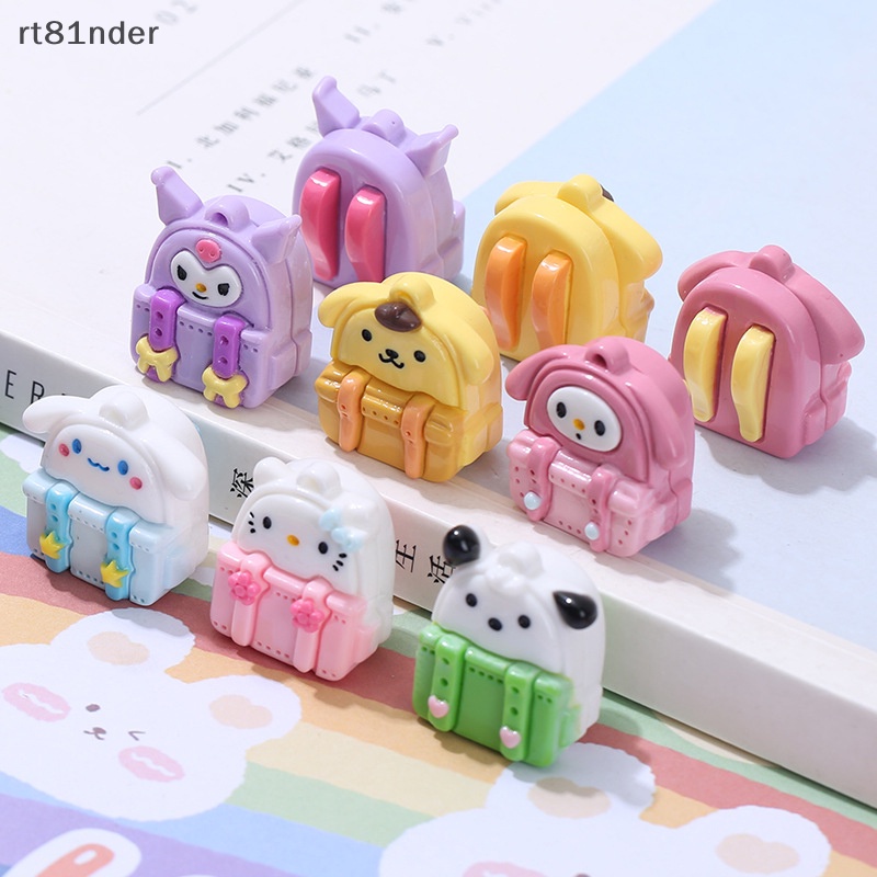 Rt Set 2 Cặp Đi Học Nhỏ Sơn Màu Hoạt Hình 3D Bằng Nhựa Resin Trang Trí Tiểu Cảnh / Nhà Búp