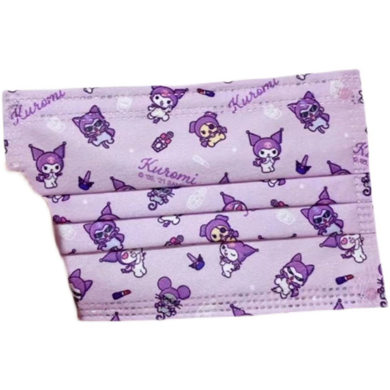 Khẩu Trang Ba Lớp Mỏng In Hoạt Hình Màu Tím Chống Bụi Dùng Một Lần Cho Người Lớn Và Trẻ Em