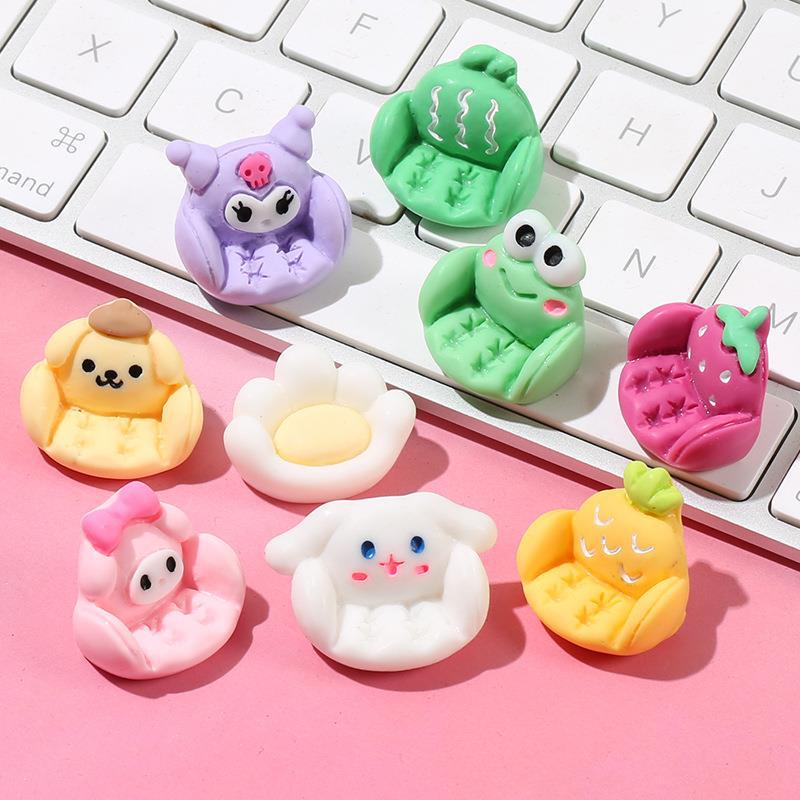 Sanrio Phụ Kiện Kẹp Tóc Hình Trái Cây Ba Chiều Kuromi My Melody Hello Kitty Bằng Resin DIY