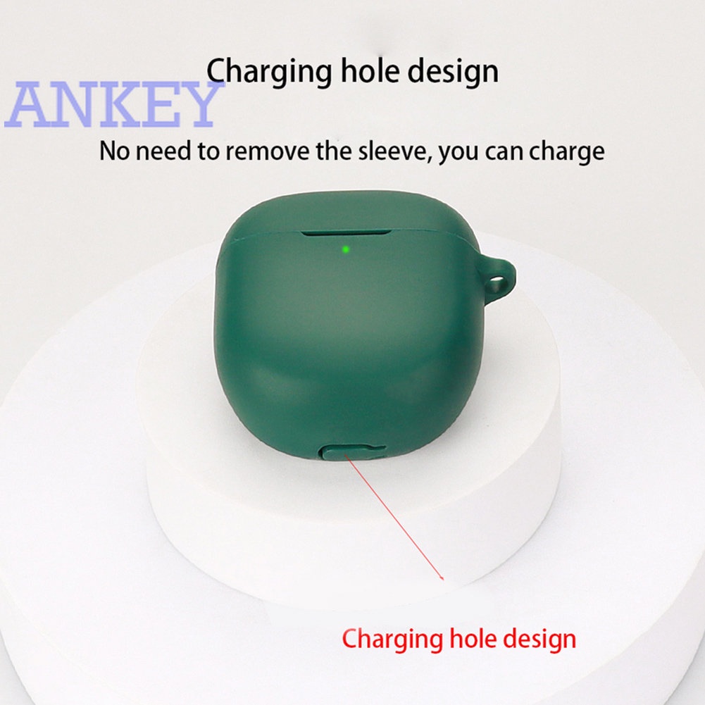 For Bose QuietComfort Earbuds II Case Silicone QC 2 Headphone Holder with Hook Wireless Headphone Protector Case Shockproof Dustproof
