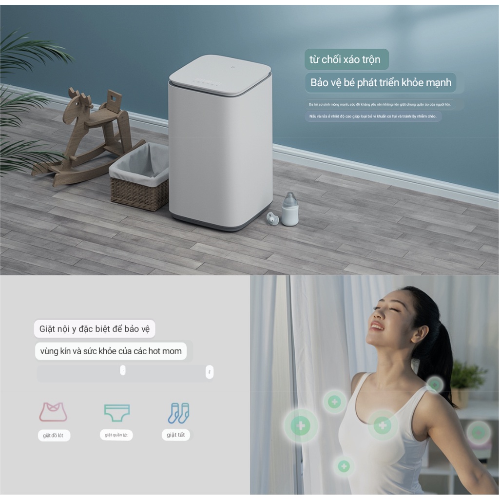 Máy giặt khử trùng thông minh mini 3kg Xiaomi Mijia Pro XQB30MJ101 kết nối App thông minh độ ồn thấp