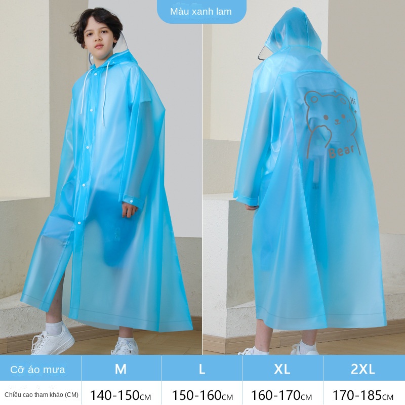 Áo Mưa Dài Rộng Và Lớn Hai Mặt Hình Gấu Phản Quang Cho Trẻ Em