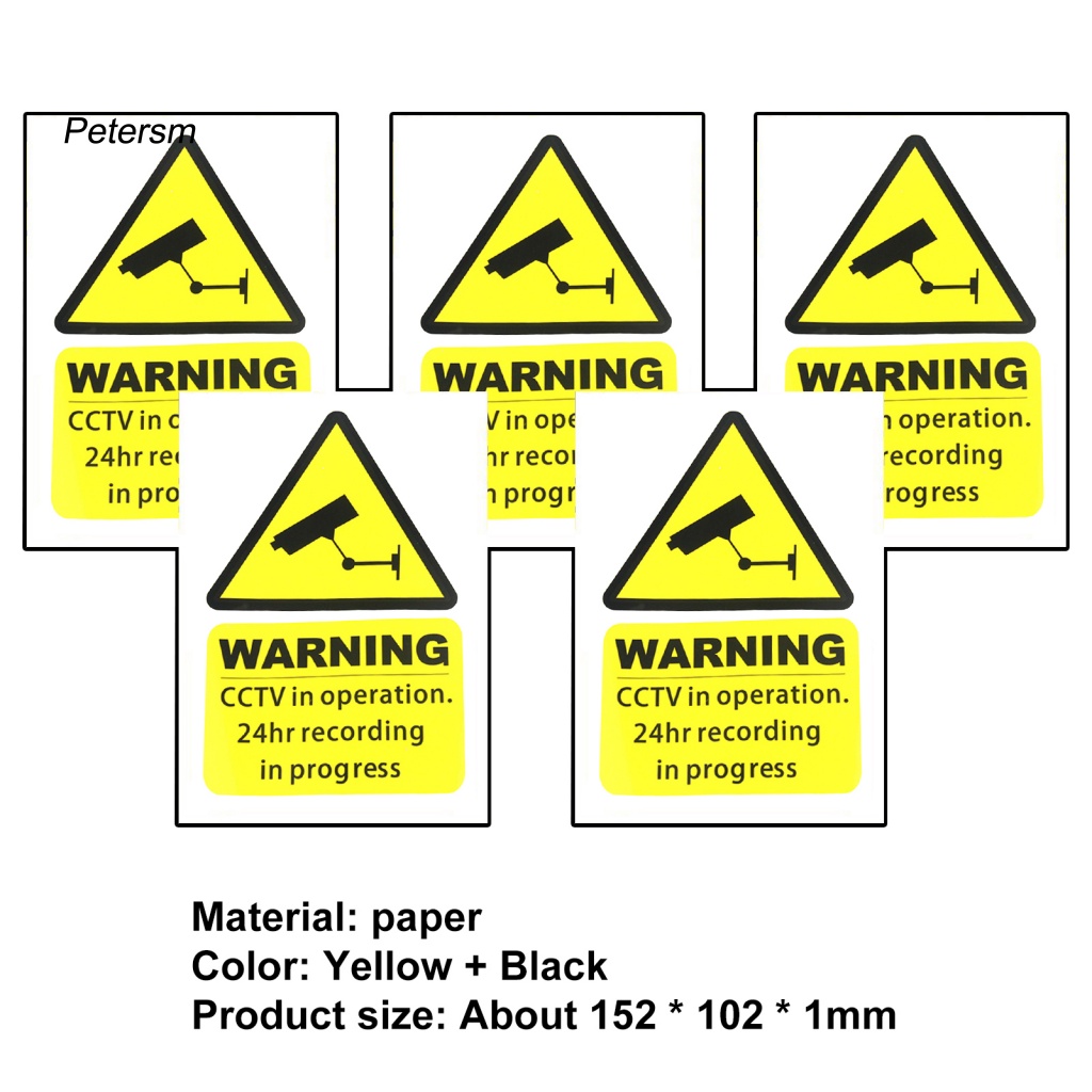Bộ 5 Miếng Dán Biển Báo CCTV Chống Thấm Nước 100Mmx150Mm Chuyên Dụng Cho Xe Hơi