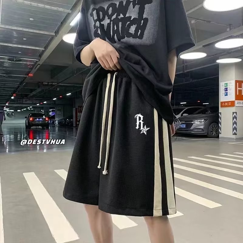 [M-5XL] Quần Lửng Nam Dáng Rộng In Họa Tiết Waffle Đơn Giản Thời Trang Mùa Hè Mới