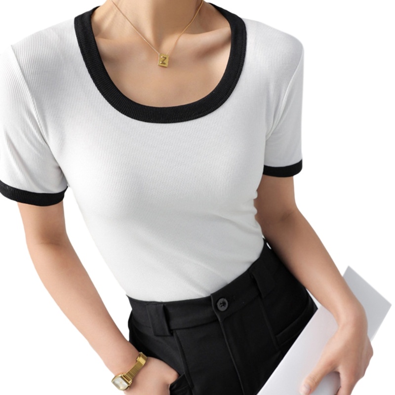 Áo Thun Tay Ngắn Dáng Ôm Màu Sắc Thời Trang Mùa Hè Xinh Xắn Cho Nữ