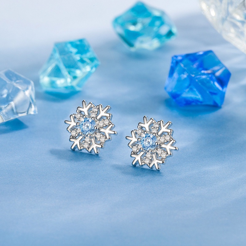 Bông Tai Hình Hoa Tuyết Đính Đá Zircon Lấp Lánh Sang Trọng Cho Nữ