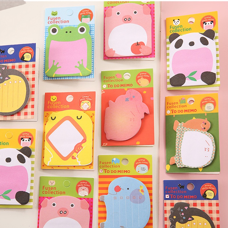 Set 20 Tờ Giấy Note / 20 Tờ Hình Thỏ / Gấu Trúc Nhiều Màu Dễ Thương Chống Thấm Nước