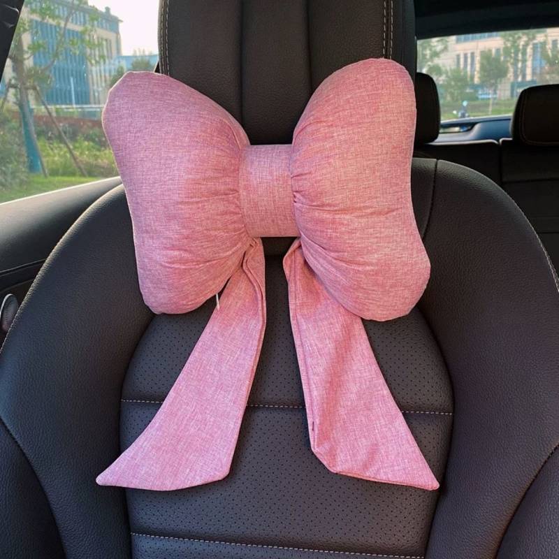 Back Cushion Automotive Headrest Neck Pillow Online Influencer Bow Car Seat Pillow Lumbar Support Pillow Car Good Product Female U3Tz