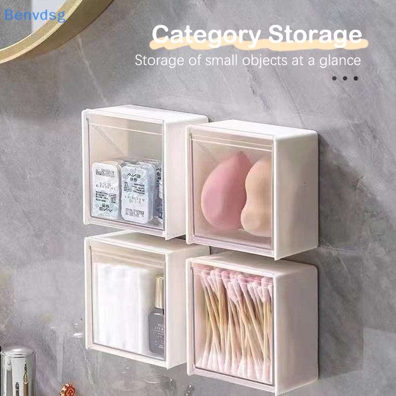 Hộp Đựng Bông / Tăm / Trang Sức Bằng Nhựa Gắn Tường Chống Bụi Tiện Dụng
