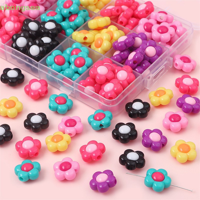 Set 20 / 40 Hạt Xỏ Lỗ Hình Hoa Nhiều Màu Sắc Dùng Để Làm Đồ Trang Sức Thủ Công