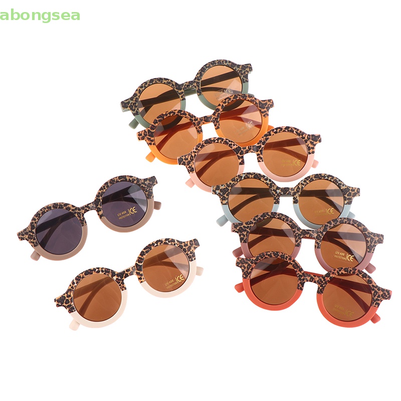 Kính Mát Tròng Đôi In Họa Tiết Da Báo Kiểu Vintage Dễ Thương Cho Bé