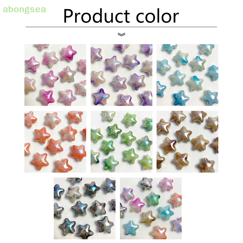 Set 10 Hạt Cườm Acrylic Hình Ngôi Sao Năm Cánh Nhiều Màu Sắc Lấp Lánh Dễ Thương Làm Vòng Tay DIY