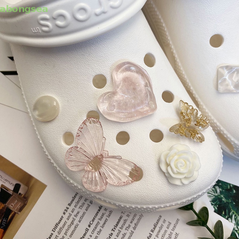 Abongsea Phụ Kiện Trang Trí Xăng đan Họa Tiết Bướm Trái Tim Thời Trang DIY