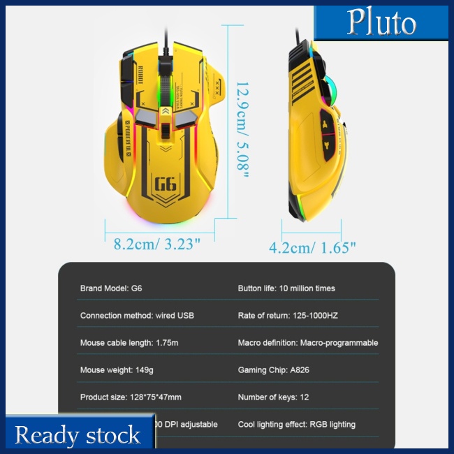 Mới Chuột Quang Chơi Game G6 12800dpi Rgb Nhiều Màu Sắc