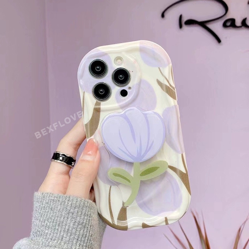 Ốp Lưng Silicone ChốNg SốC HìNh Hoa Tulip Dễ Thương Cho iPhone 7 8 Plus 11 12 13 14 Pro MAX 12Pro X XR Xsmax SE 2020 14Plus 7 + 8 +