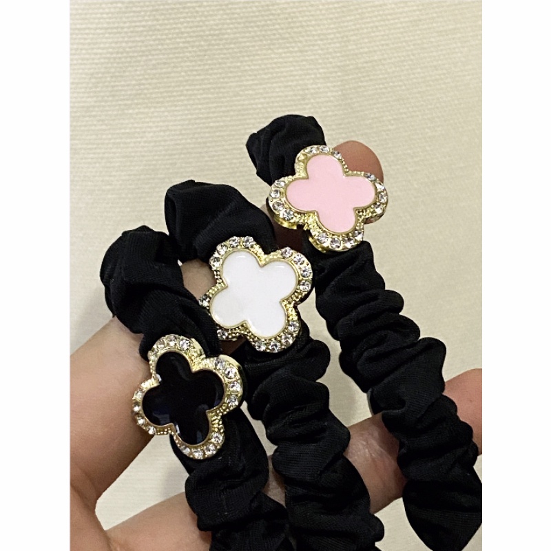 Dây Cột Tóc Cao Su Co Giãn Màu Đen Đơn Giản Phong Cách Hàn Quốc Cho Nữ