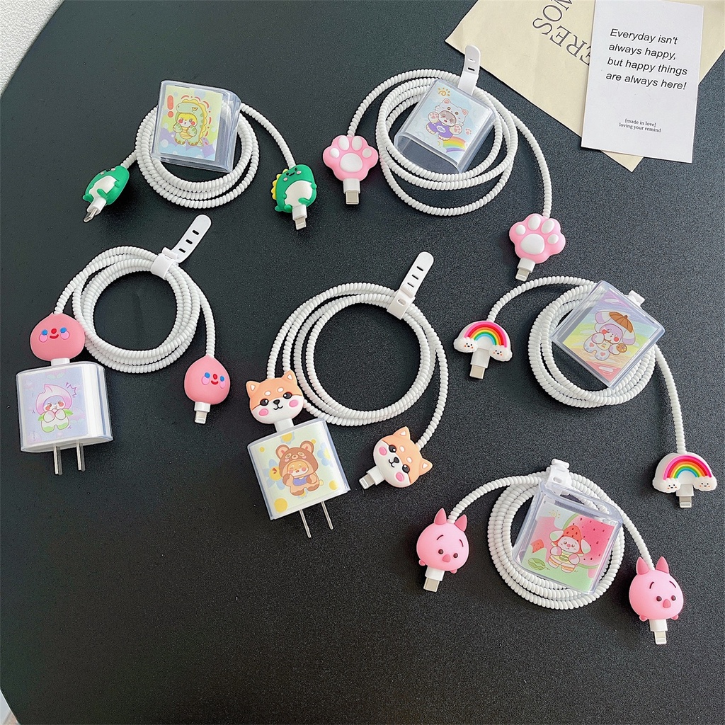 1 Bộ Sạc Mengmenglong Bằng Silicon tpu Mềm Chống Sốc Hình Hoạt Hình Dễ Thương Cho iphone / ipad 18W / 20W