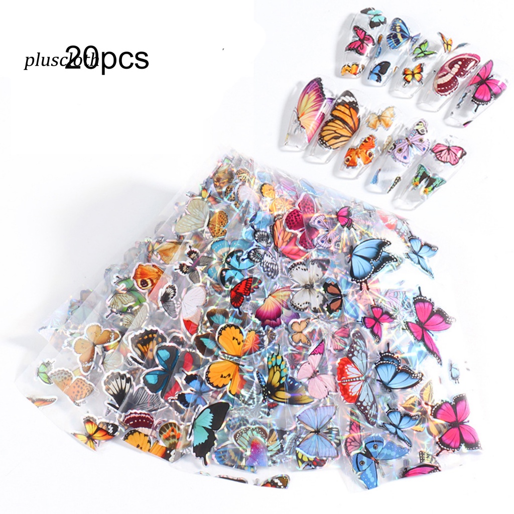 20 Miếng Dán Trang Trí Móng Tay Hình Bướm Xinh Xắn