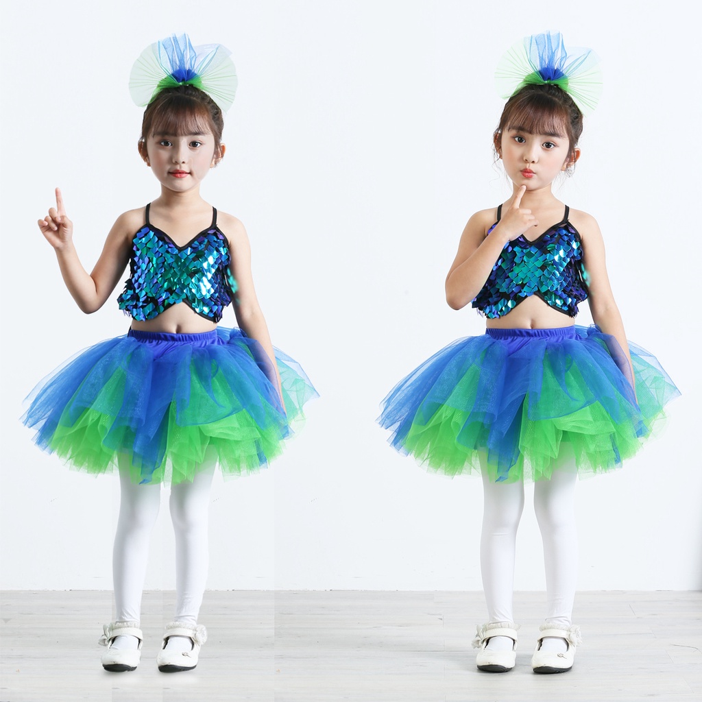 Đầm Công Chúa Đính Kim Sa Phồng Màu Đỏ / Vàng / Xanh Lá / Xanh Lá Dành Cho Trẻ Mẫu Giáo Hóa Trang