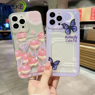 Ốp Điện Thoại Dẻo Họa Tiết Bươm Bướm & Hoa Tulip Kèm Ngăn Đựng Thẻ Cho Infinix Hot 30 Play Infinix Hot 30i Infinix Note 30